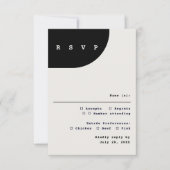 Modern Chic Black Ivory Meal Choice RSVP Card (正面)