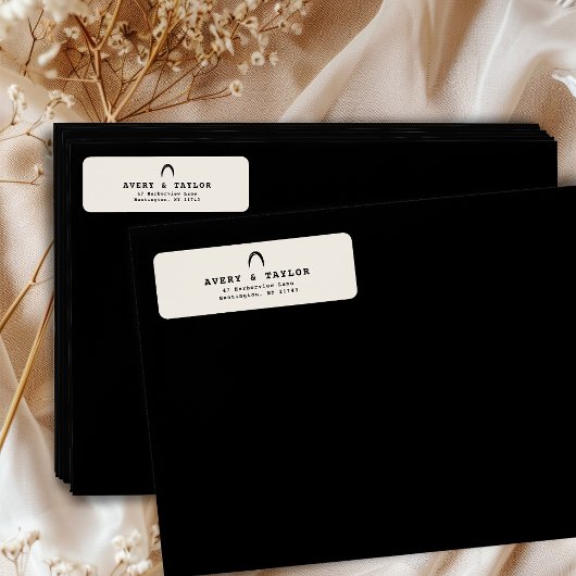 Modern Chic Black Ivory Return Address Label ラベル