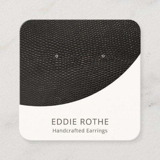 Modern Chic Black White Stud Earring Display スクエア名刺 (正面)