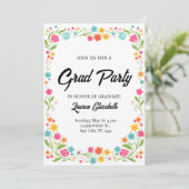 modern chic boho bright wild flowers graduation 招待状 (スタンド正面)