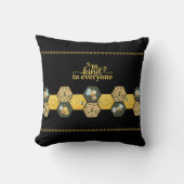 Modern Chic Bumble Bee Sunflower Accent クッション (正面)