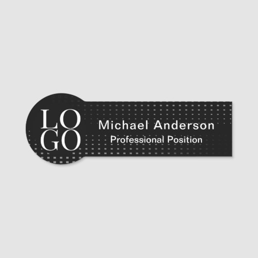 Modern Chic Business Logo Black 名札 (正面)