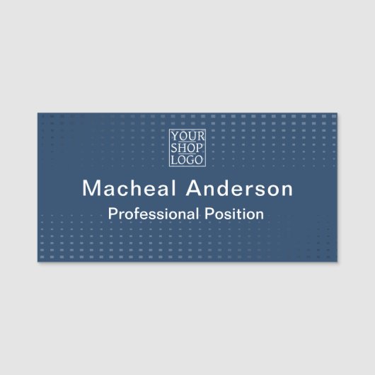 Modern Chic Business Logo Blue 名札 (正面)