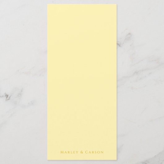 Modern Chic Butter Yellow Floral Wedding Menu メニュー (裏面)