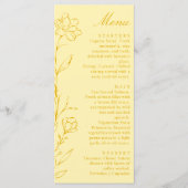Modern Chic Butter Yellow Floral Wedding Menu メニュー (正面)