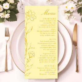 Modern Chic Butter Yellow Floral Wedding Menu メニュー