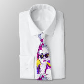 Modern Chic Colorful Hand Drawn Face ネクタイ (タイ)