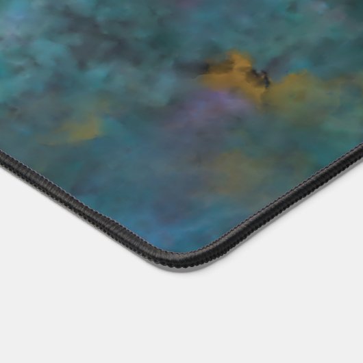 Modern Chic Dark Green Blue Tie Dye Name Custom デスクマット (コーナー)