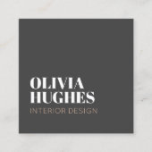 Modern Chic Dark Grey White Brown QR code スクエア名刺 (正面)