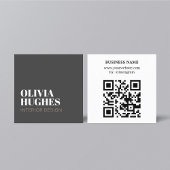 Modern Chic Dark Grey White Brown QR code スクエア名刺