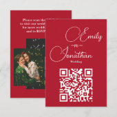 Modern Chic Editorial Deep Red Wedding エンクロージャーカード (正面/裏面)