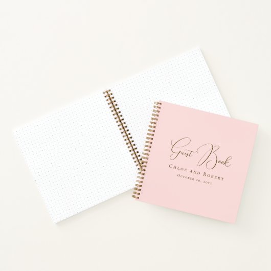 Modern Chic Elegant Blush Pink Wedding Guest Book ノートブック (内部)