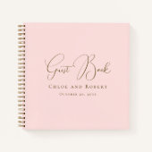 Modern Chic Elegant Blush Pink Wedding Guest Book ノートブック (正面)