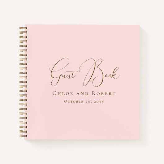 Modern Chic Elegant Blush Pink Wedding Guest Book ノートブック (正面)