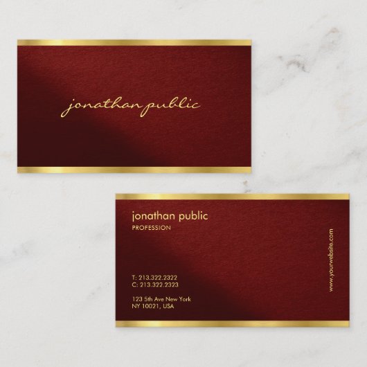 Modern Chic Elegant Gold Text Typography Script 名刺 (正面/裏面)