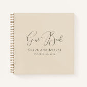 Modern Chic Elegant Sandy Beige Wedding Guest Book ノートブック (正面)