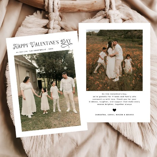Modern Chic Family Photo Happy Valentines Day シーズンカード