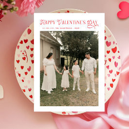Modern Chic Family Photo Happy Valentines Day シーズンカード