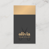 Modern Chic Faux Copper Grey Bold Hairstylist 名刺 (正面)