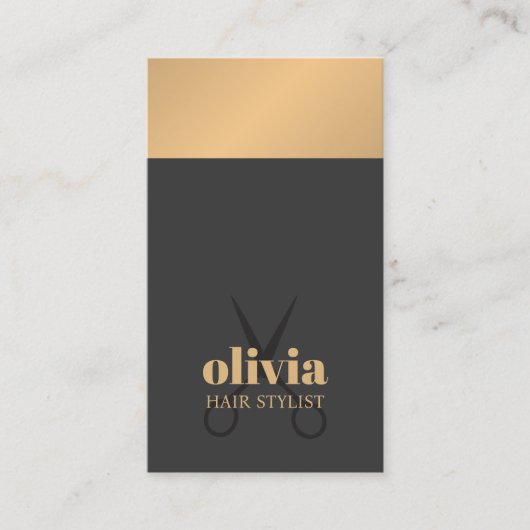 Modern Chic Faux Copper Grey Bold Hairstylist 名刺 (正面)