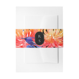 Modern Chic Floral Watercolor Bouquet Wedding 招待状ベリーバンド