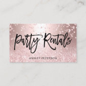 Modern Chic Glam Rose Gold Glitter Party Rentals 名刺 (正面)