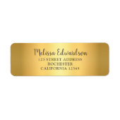 Modern chic glitter gold script return address ラベル (正面)