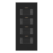 Modern Chic Gold Circled Black Price List Menu ラックカード (裏面)