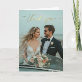 Modern Chic Gold Folded Wedding Thank You Card サンキューカード