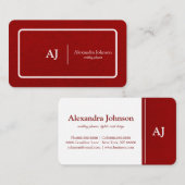 Modern Chic Green Monogram Stylish Trendy 名刺 (正面/裏面)