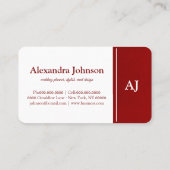 Modern Chic Green Monogram Stylish Trendy 名刺 (裏面)