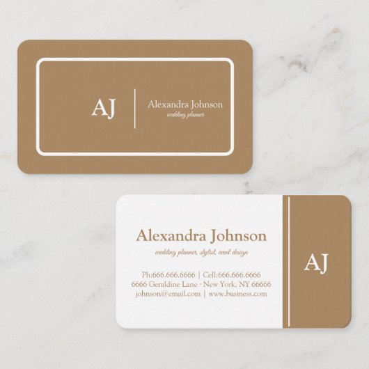 Modern Chic Green Monogram Stylish Trendy 名刺 (正面/裏面)