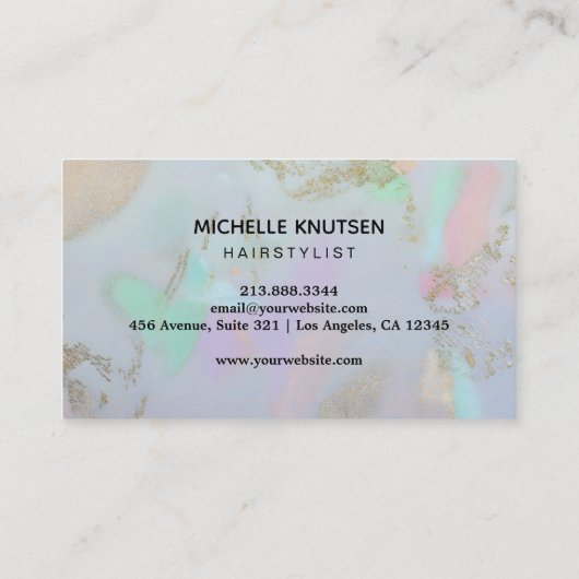 Modern Chic Hair Stylist Beauty Salon Opal Stone   名刺 (裏面)