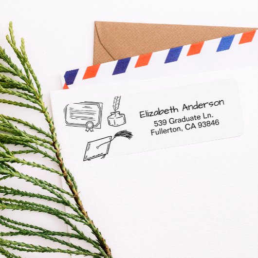 Modern Chic Hand Drawn Graduate Invitation Return  ラベル