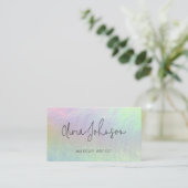Modern Chic Holographic Opal Stone Business Card 名刺 (スタンド正面)