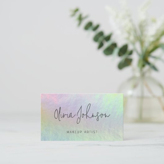 Modern Chic Holographic Opal Stone Business Card 名刺 (スタンド正面)