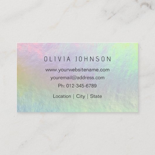 Modern Chic Holographic Opal Stone Business Card 名刺 (裏面)