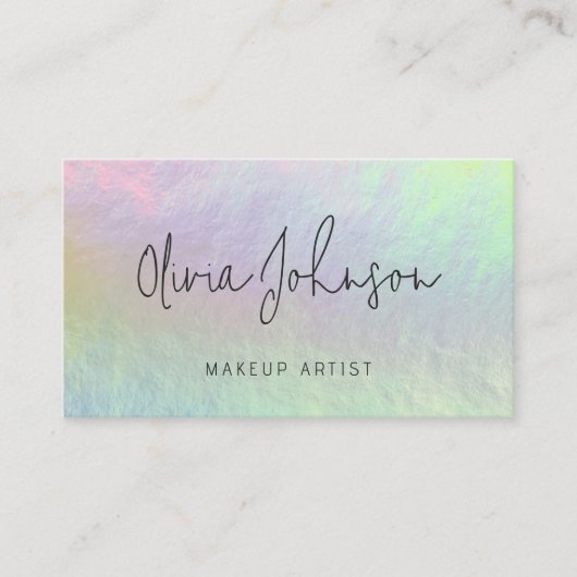 Modern Chic Holographic Opal Stone Business Card 名刺 (正面)