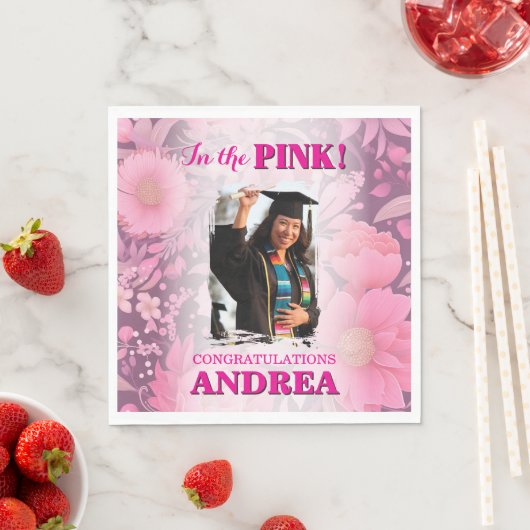 Modern Chic In The Pink! Graduation Party スタンダードランチョンナプキン (インサイチュ)