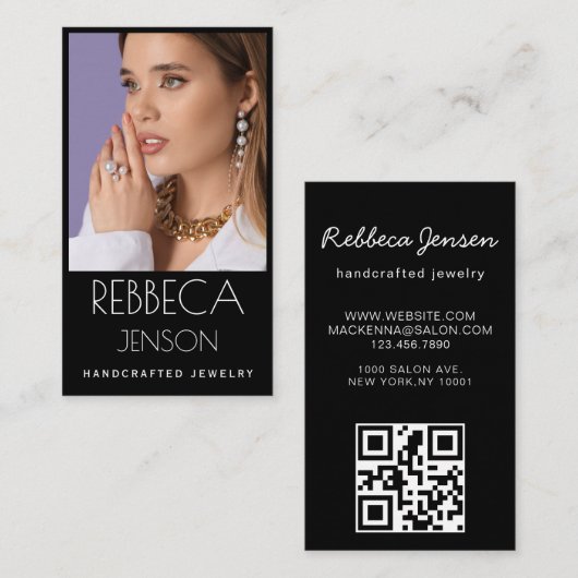 Modern Chic Jewelry Designer Business Card 名刺 (正面/裏面)