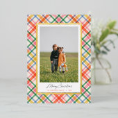 Modern Chic Joyful Plaid Christmas Foil Card 箔招待状 (立ち正面)