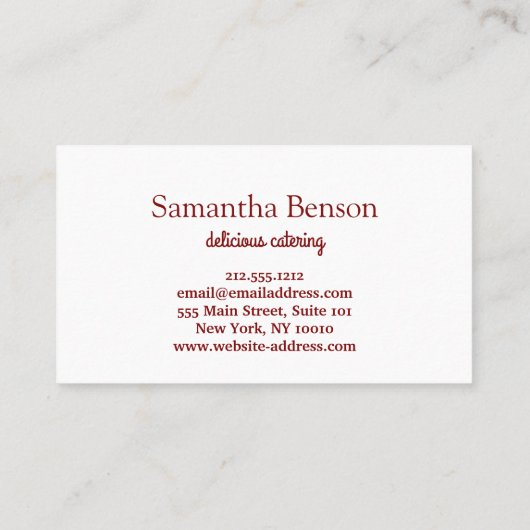 Modern Chic Kitchen Utensils Cooking and Catering 名刺 (裏面)