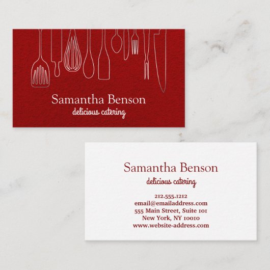 Modern Chic Kitchen Utensils Cooking and Catering 名刺 (正面/裏面)