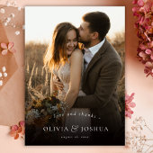 Modern Chic Love and Thanks Single Photo Wedding サンキューカード