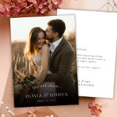 Modern Chic Love and Thanks Single Photo Wedding サンキューカード