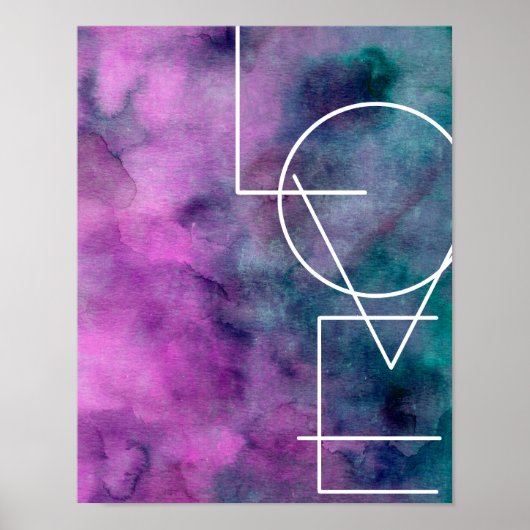modern chic love typography poster wall art ポスター (正面)