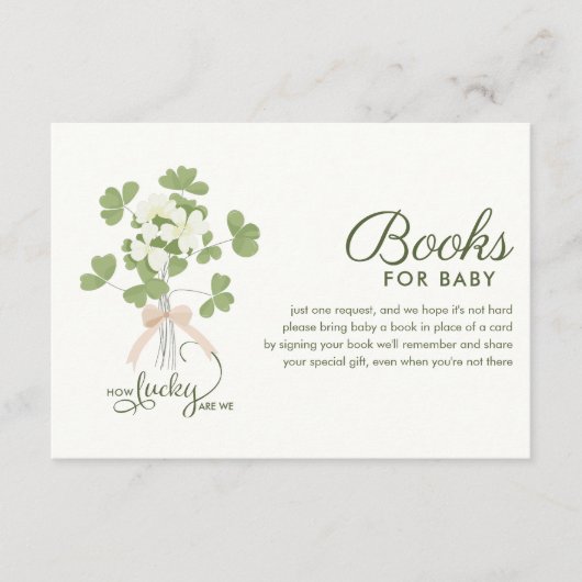 Modern Chic Lucky Shamrock with Bow baby shower エンクロージャーカード (正面)