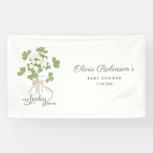 Modern Chic Lucky Shamrock with Bow baby shower 横断幕 (横)