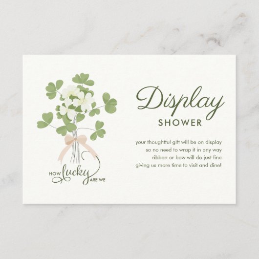 Modern Chic Lucky Shamrock with Bow display shower エンクロージャーカード (正面)