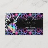 Modern Chic Maid Cleaning House Holograph Leopard 名刺 (正面)